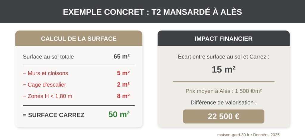 Exemple de calcul : T2 mansardé à Alès
