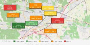Carte des prix au m² à Nîmes par quartier - janvier 2026