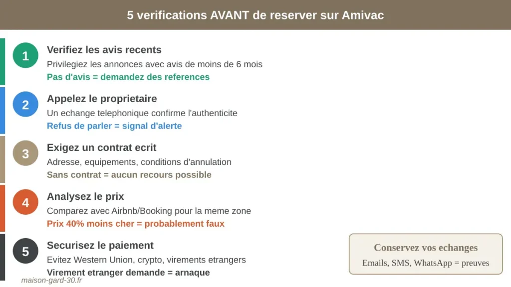 Checklist des 5 vérifications essentielles avant de réserver sur Amivac