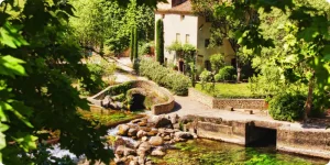 Maison en pierre avec jardin et cyprès dans le sud de la France, bien de charme typique proposé en location saisonnière sur Airbnb par les propriétaires du Gard