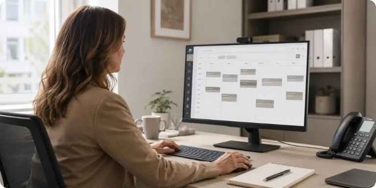 Coordinateur de service d'aide à domicile utilisant un tableau de bord de télégestion sur écran d'ordinateur