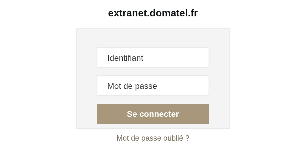 Page de connexion à l'extranet Domatel avec champs identifiant et mot de passe