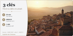 Vivre à Alès 2026 : la capitale des Cévennes vue depuis le côteau nord
