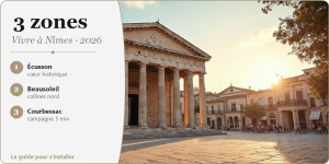 Vivre à Nîmes 2026 : Maison Carrée et Arènes romaines au coucher du soleil