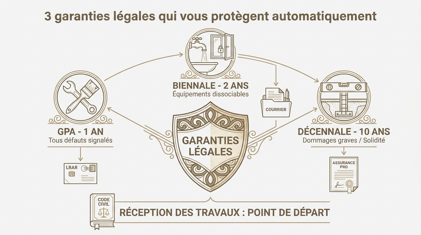 Tableau récapitulatif des garanties légales de construction GPA biennale et décennale