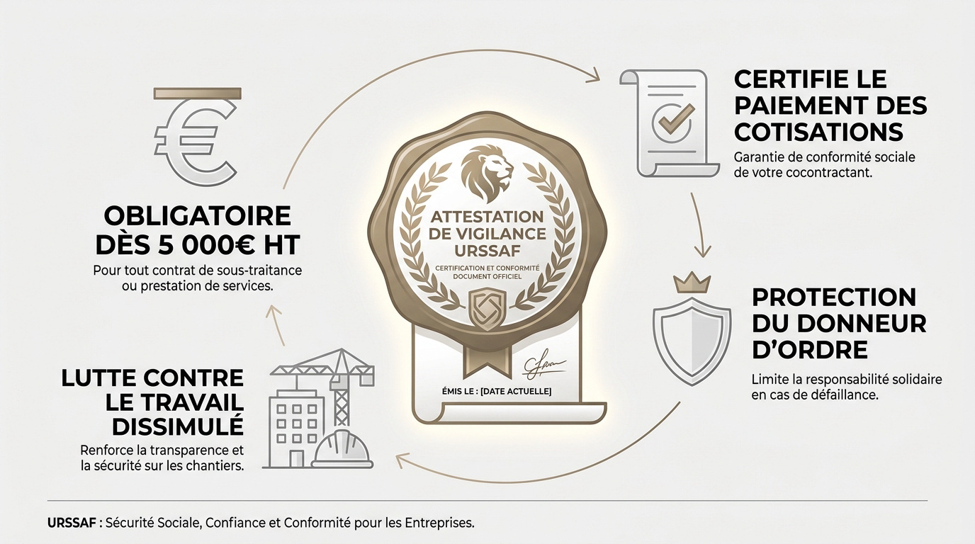 Vérification de l'attestation de vigilance URSSAF pour la conformité d'un chantier