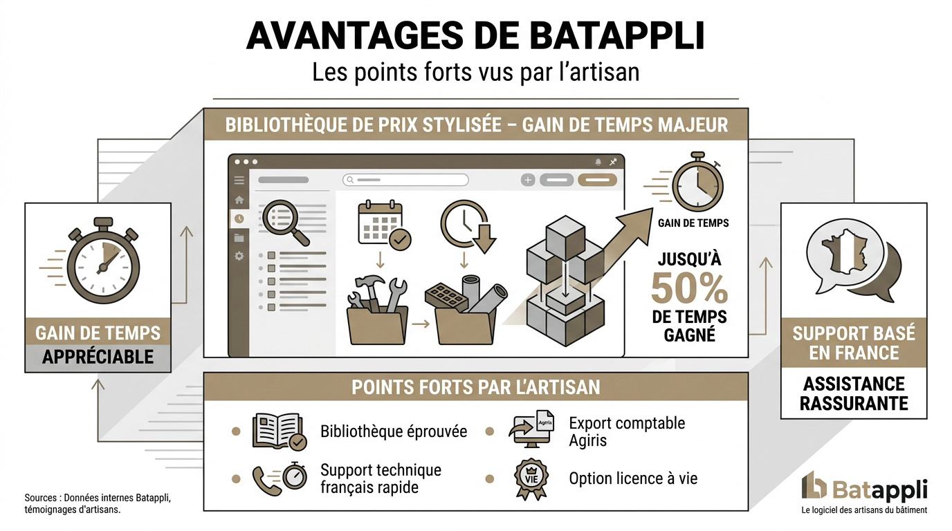 Interface du logiciel Batappli facilitant la gestion des devis et factures pour les artisans du bâtiment