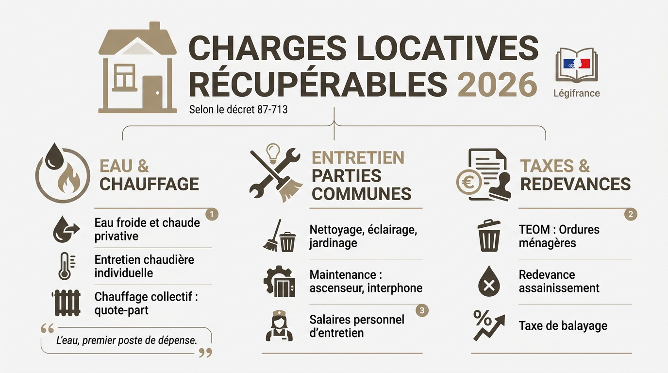 Tableau récapitulatif des charges locatives récupérables en 2026