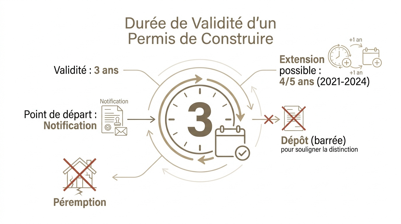 Délai de validité et péremption d'un permis de construire pour travaux