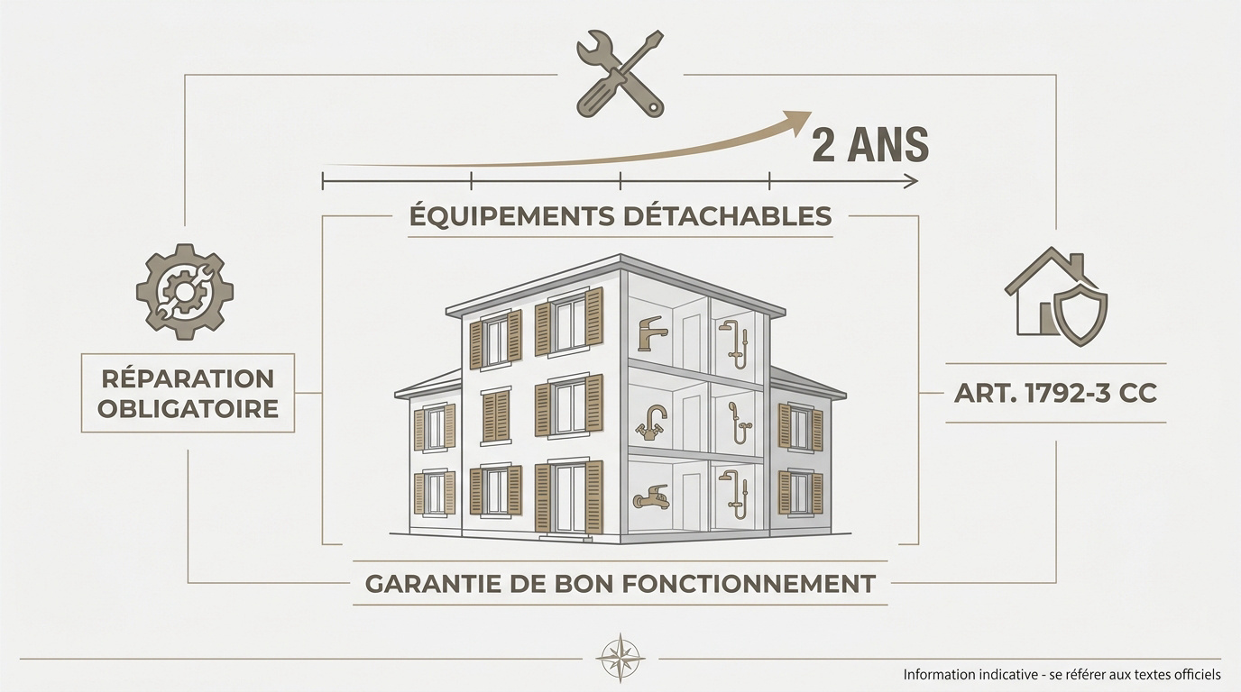 Schéma explicatif de la garantie biennale de deux ans pour les équipements de la maison