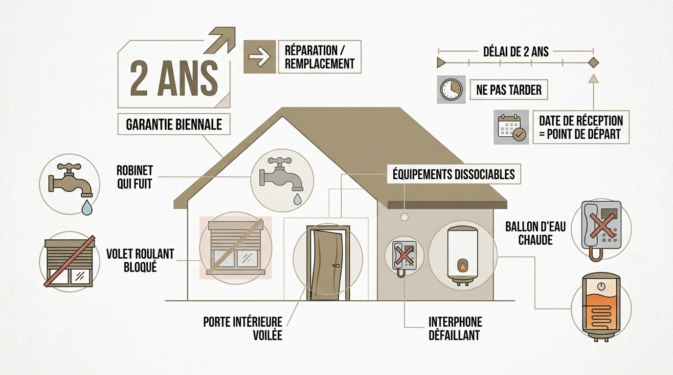 Liste des équipements de la maison couverts par la garantie biennale de bon fonctionnement