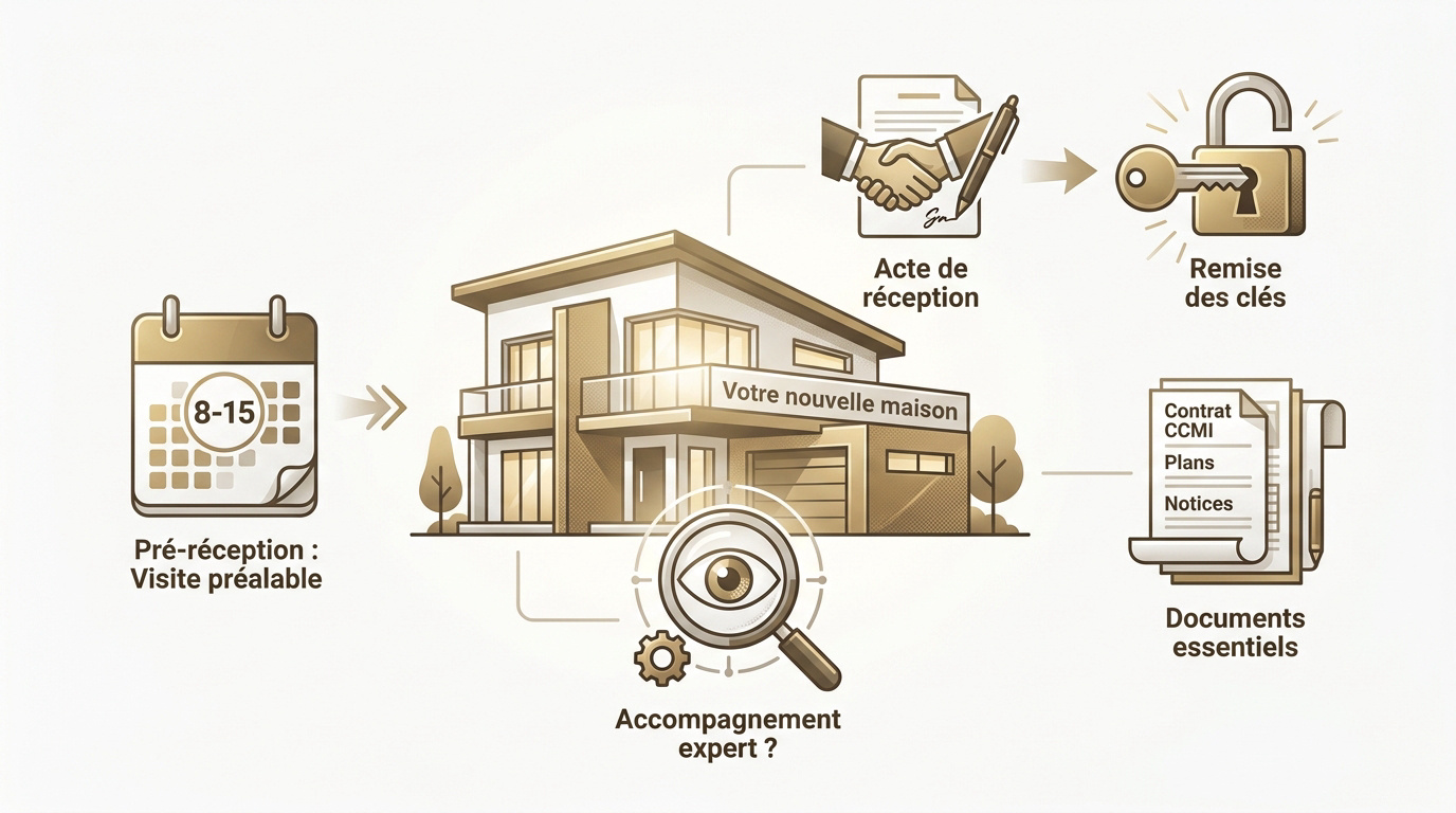 Propriétaire examinant les plans de sa maison neuve lors de la préparation de la réception