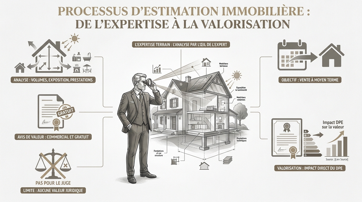 Agent immobilier réalisant l'estimation d'une maison pour un avis de valeur