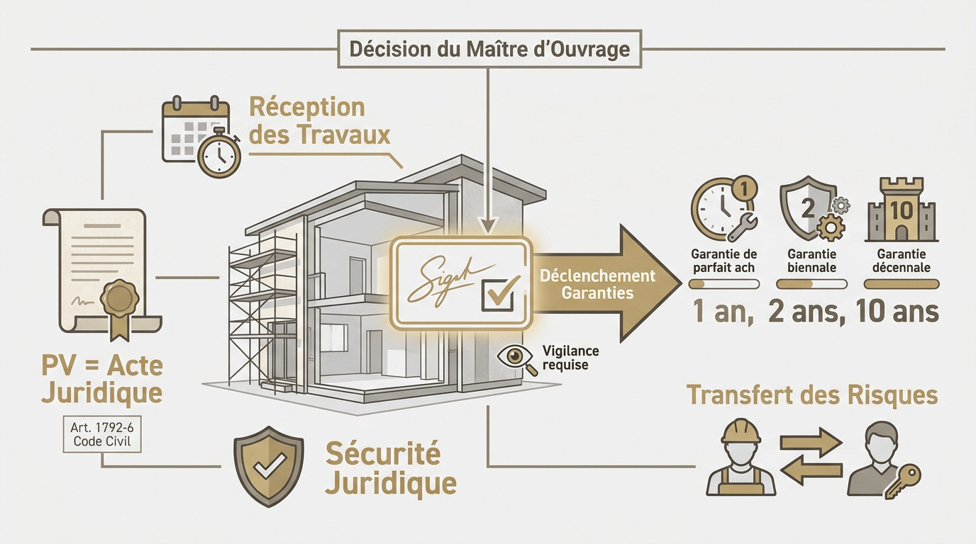 Signature d'un procès-verbal de réception de travaux pour activer les garanties légales