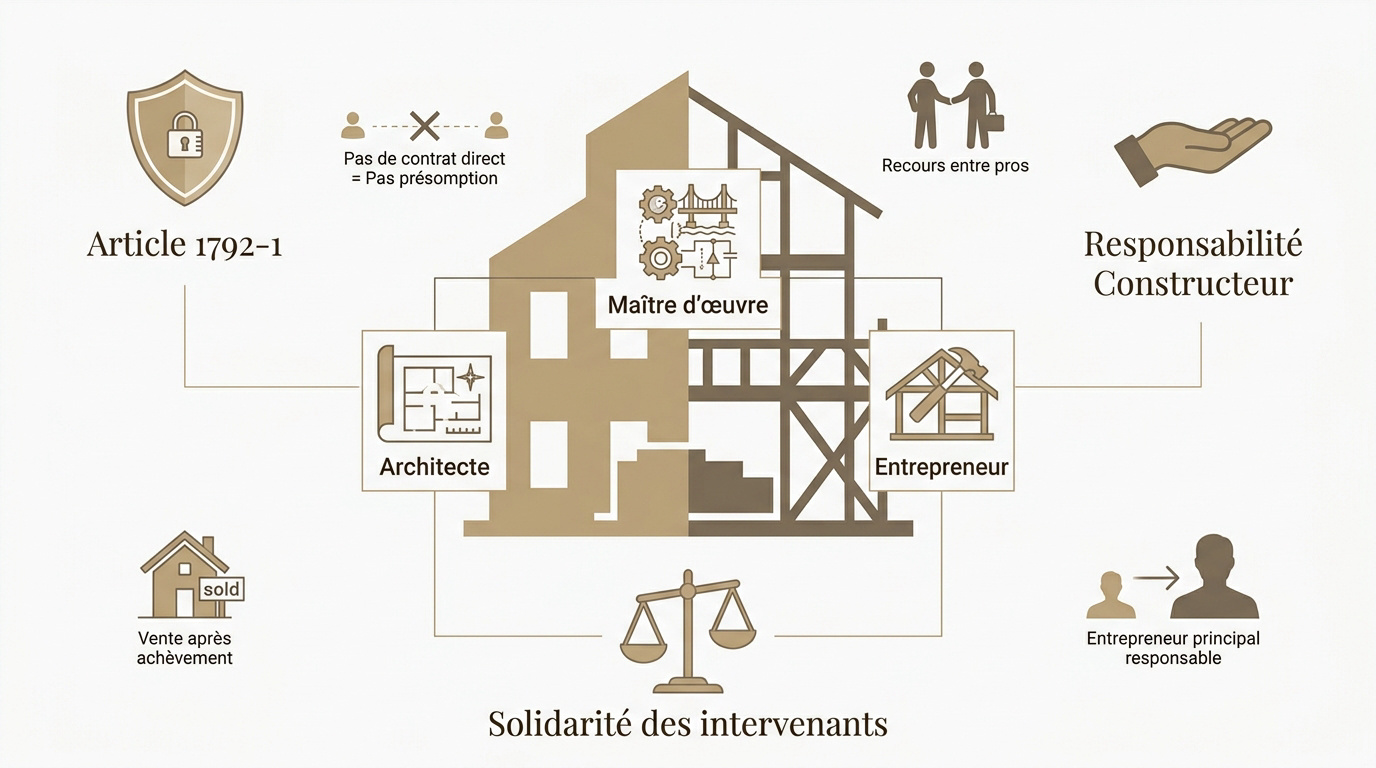 Professionnels du bâtiment sur un chantier vérifiant la conformité des structures