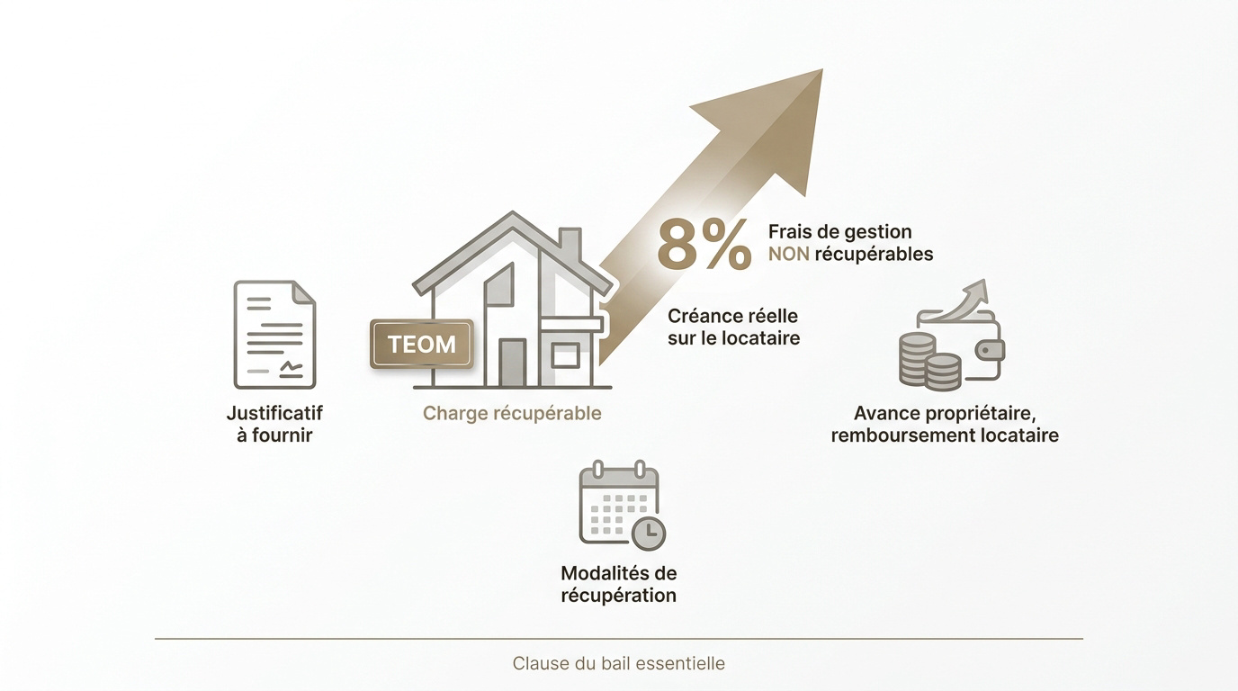 Avis de taxe foncière mettant en évidence la ligne de taxe d'enlèvement des ordures ménagères pour récupération locative