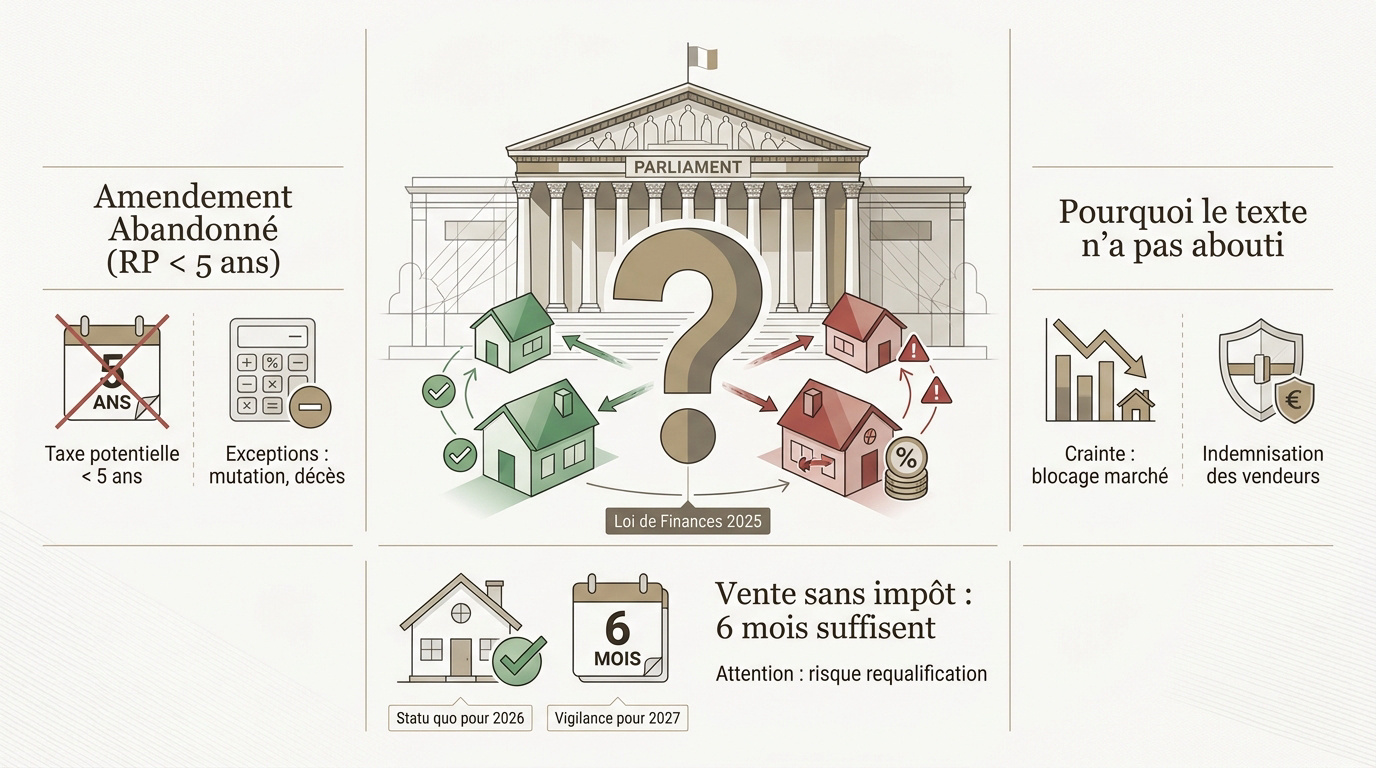 Débats parlementaires sur la fiscalité immobilière et l'amendement résidence principale