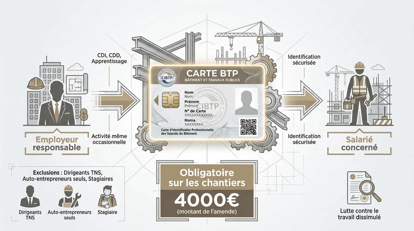 Carte BTP obligatoire pour la conformité des salariés sur chantier