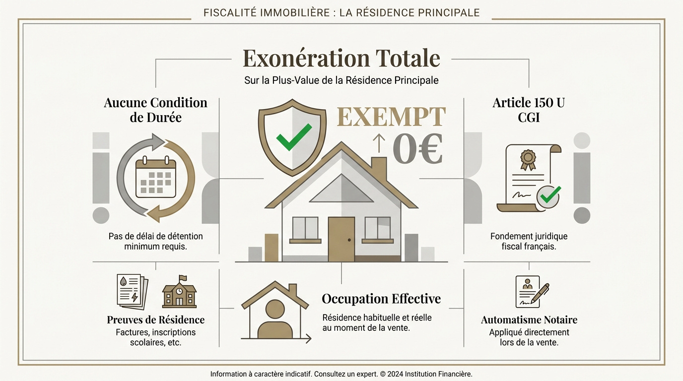 Maison individuelle illustrant le concept de résidence principale exonérée de plus-value