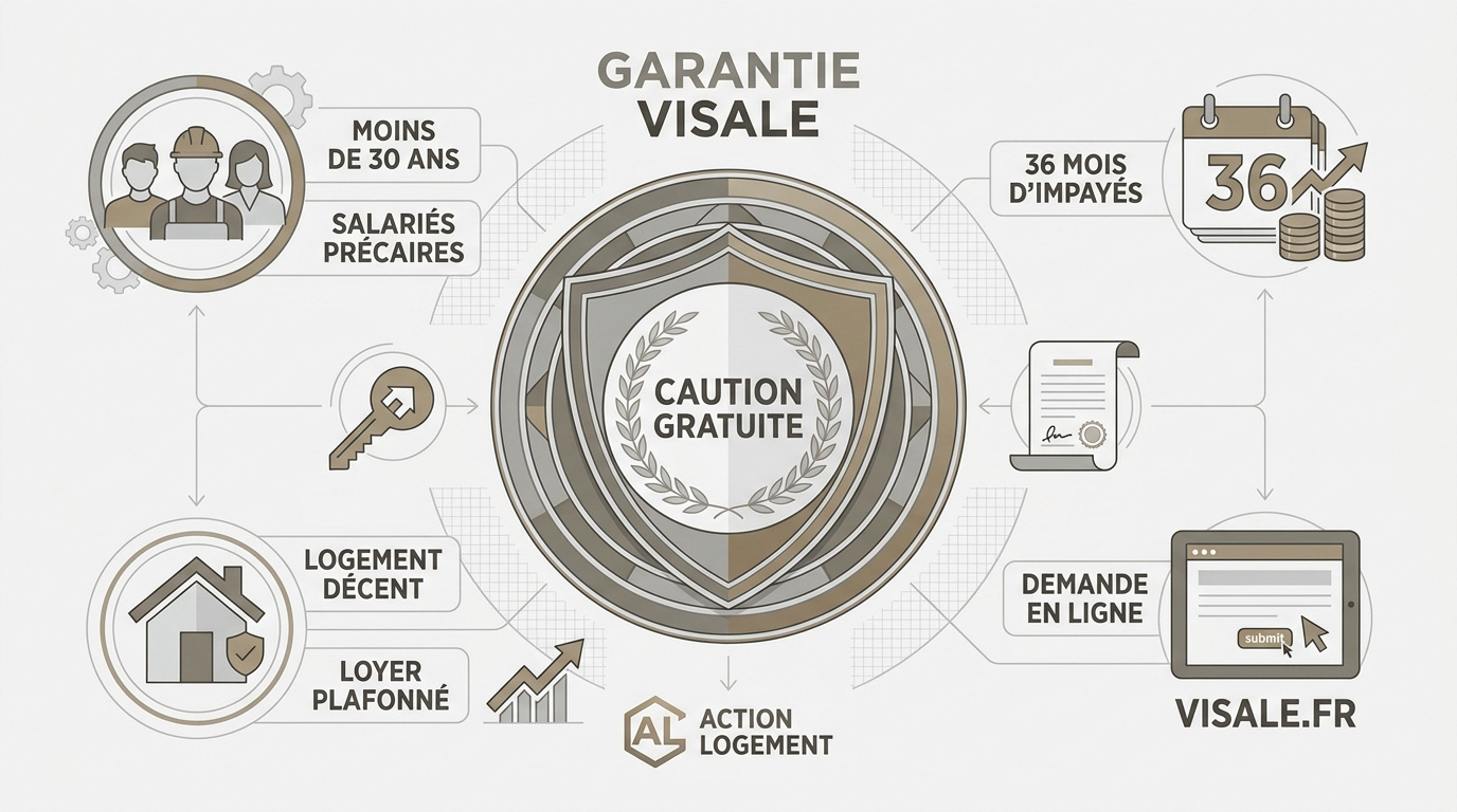 Schéma explicatif du fonctionnement et de l'éligibilité à la garantie Visale