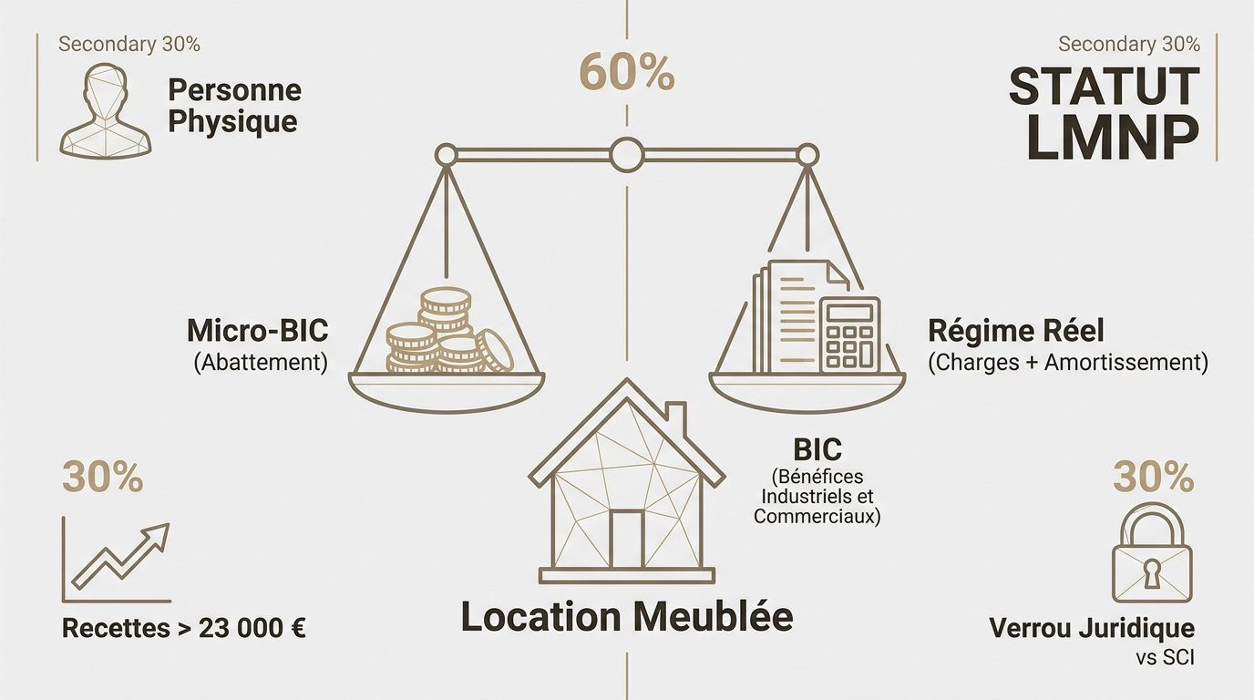 Infographie comparative des régimes fiscaux LMNP et SCI pour l'investissement immobilier