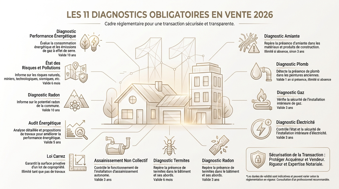 Liste illustrée des diagnostics immobiliers obligatoires pour une vente en 2026