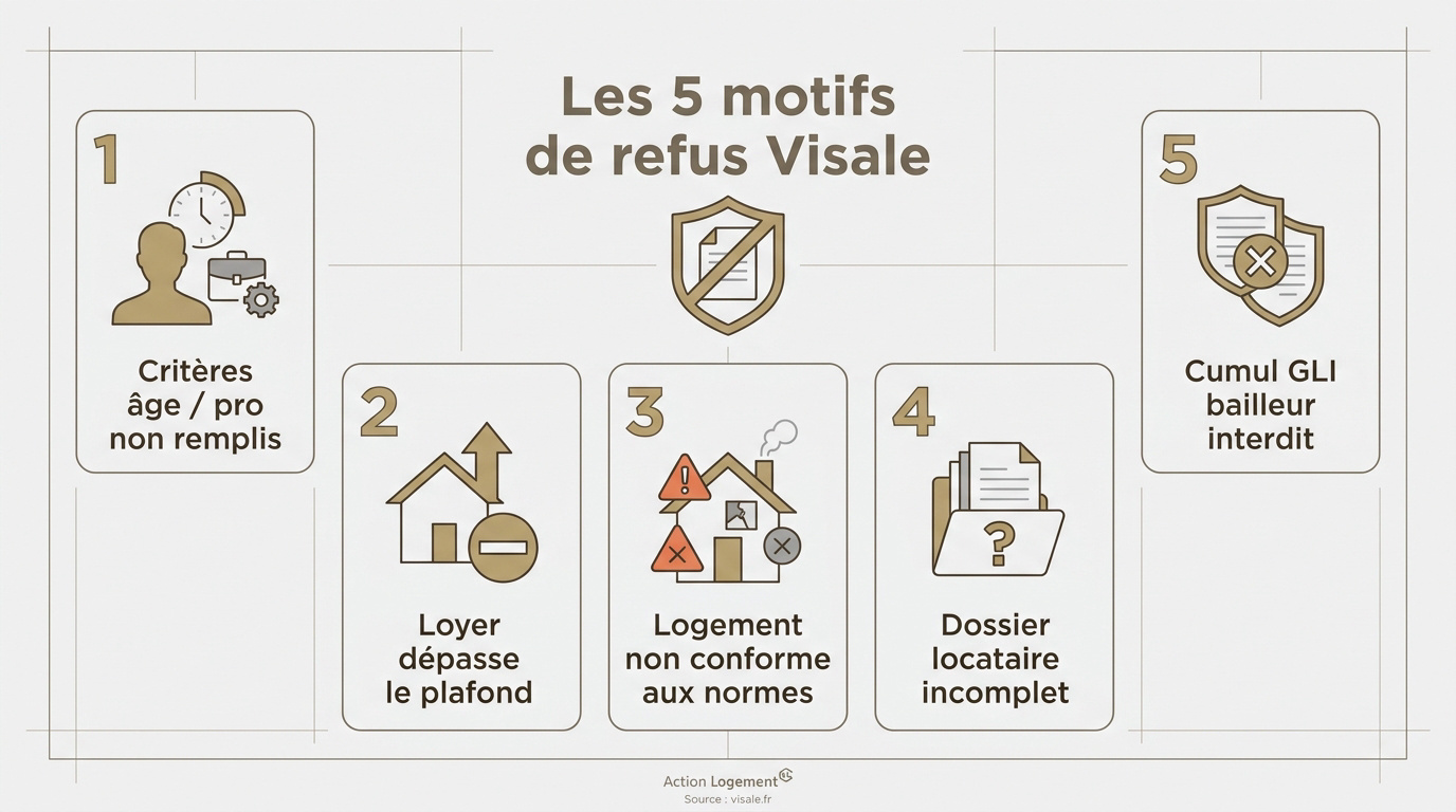 Dossier de demande Visale refusé posé sur un bureau
