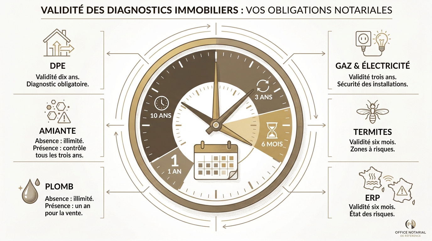 Tableau récapitulatif des durées de validité des diagnostics immobiliers pour une vente